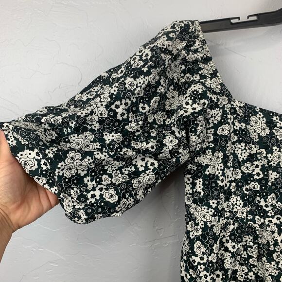 Faithful The Brand Dress Large Black Cream Floral Mini Smocked Romantic - Picture 3 of 10